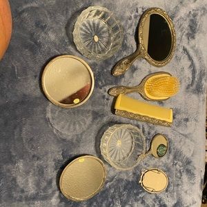 Vintage Silver Plated Vanity/mirror/brush/comb/powder